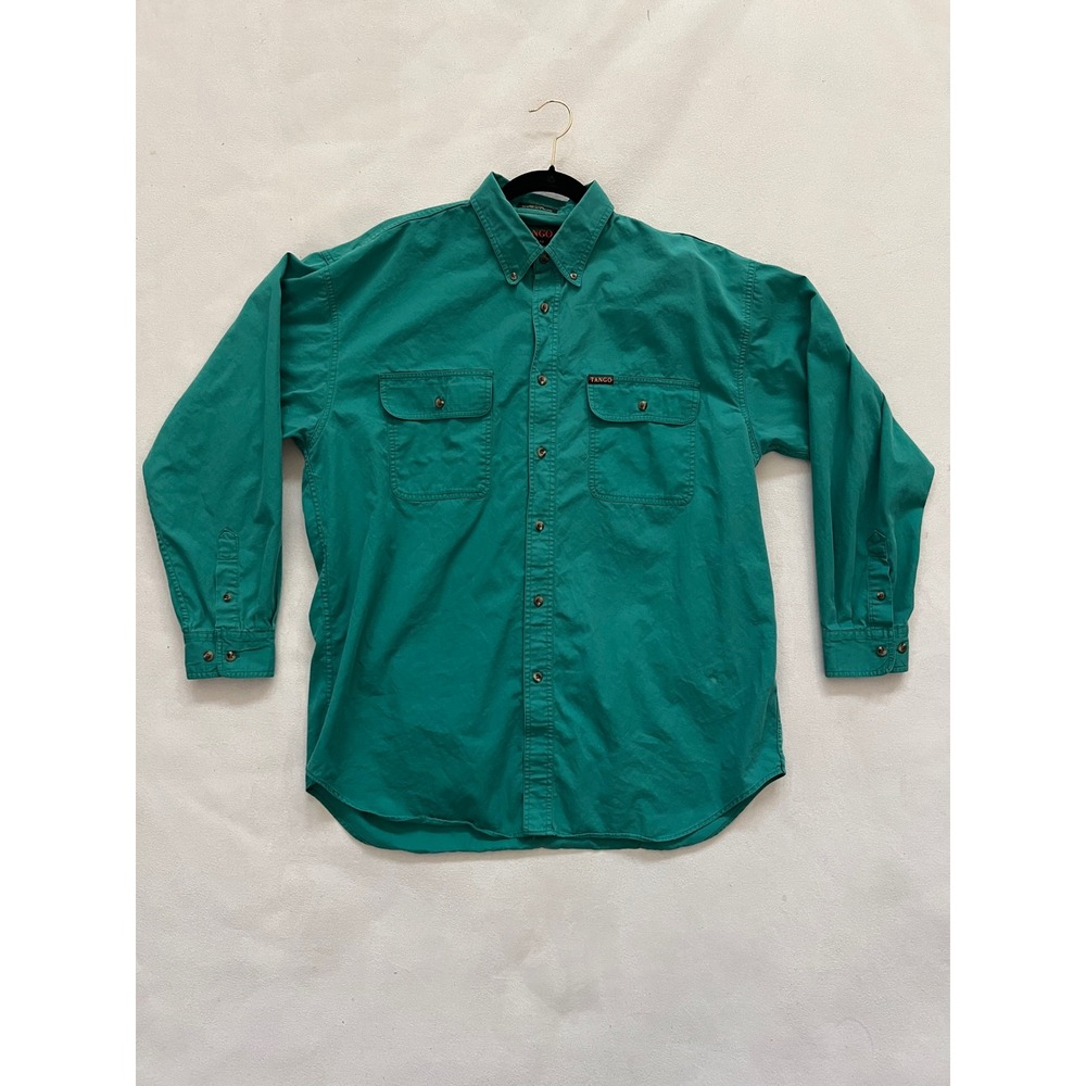 Tango by Max Raab Teal Long Sleeve Button Up Shirt Men's Large Cotton